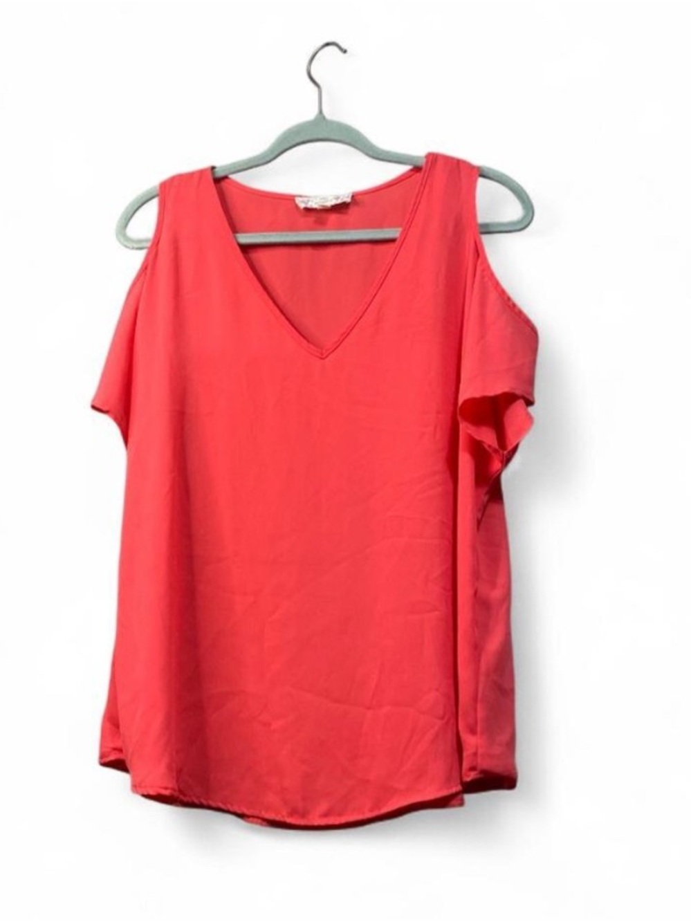 Pink Republic Coral Cold Shoulder V-Neck Blouse XL